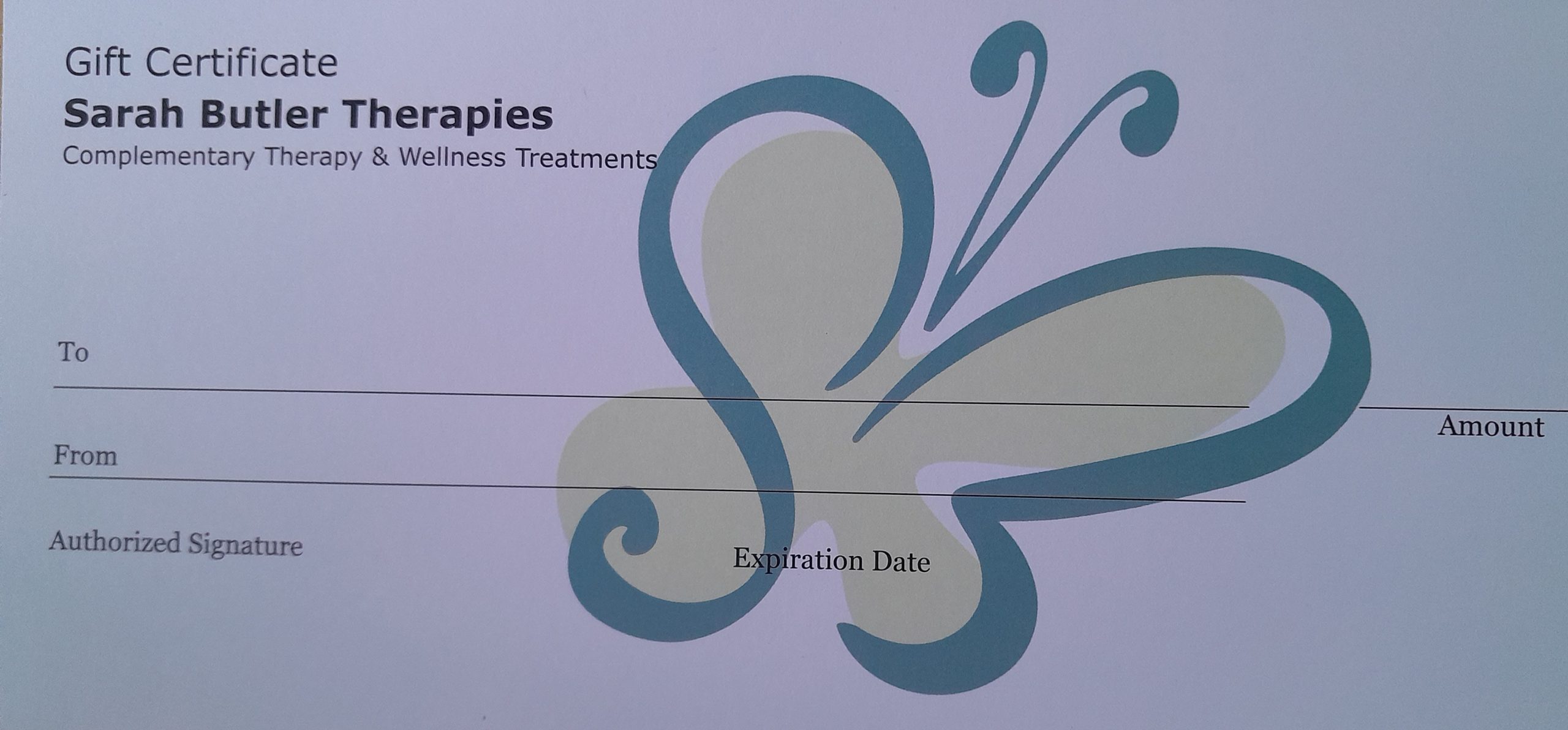 Sarah Butler Therapies Gift Certificate